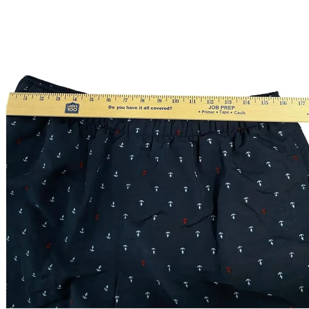 Rioman Men's Swim Trunks Medium Blue Nautical Anchors Preppy Inner Mesh Lining